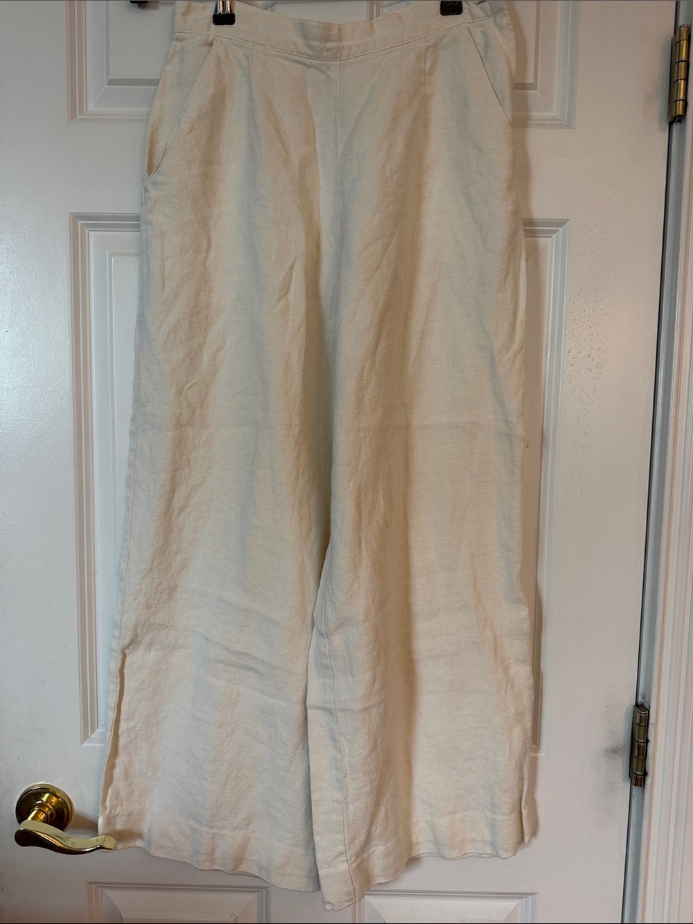 Gap White 100% Linen wide leg pants